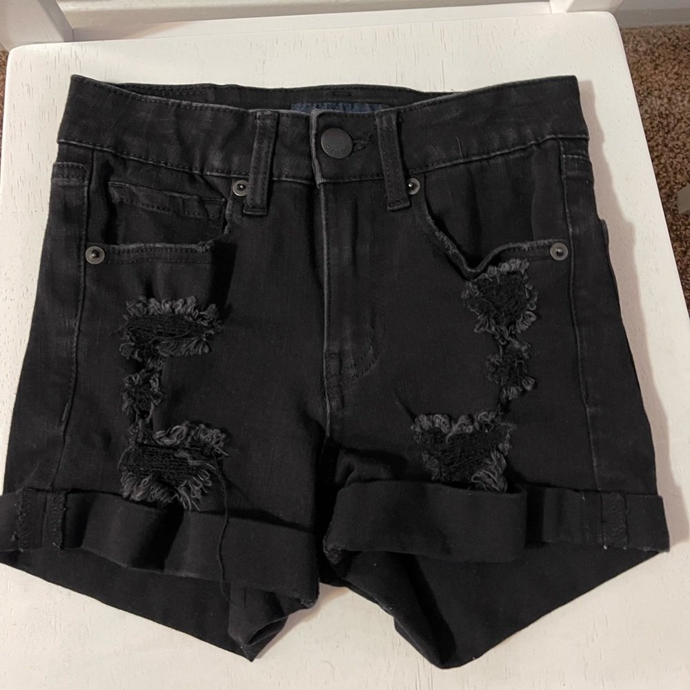 Aeropostale Black Ripped Jean Shorts - Size 0